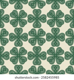 St. Patrick's day background in green colors. Seamless pattern. Vector illustration