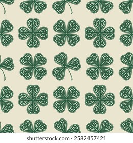 St. Patrick's day background in green colors. Seamless pattern. Vector illustration