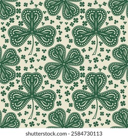 St. Patrick's day background in green colors. Seamless pattern. Vector illustration