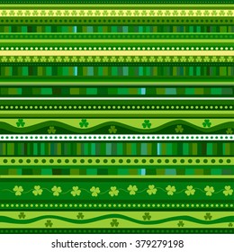 St. Patrick's day background in green colors. Seamless pattern. Vector illustration. 