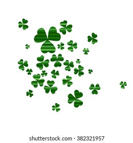 St Patrick's Day background. Green striped shamrock isolated on white background. Ireland symbol pattern. Irish header for web. Vector illustration
