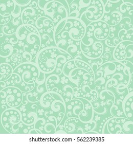 St. Patrick's day background in green colors.  Beautiful green clover closeup. Vector illustration.