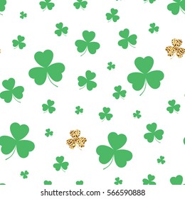 St. Patrick's day background in green colors, seamless pattern. Vector illustration.