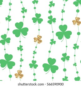 St. Patrick's day background in green colors, seamless pattern. Vector illustration.