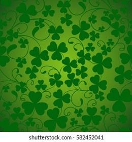 St. Patrick's day. Background green clover. Vector illustration.