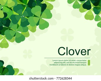 St. Patrick's Day Background with Green Clover. Flat Design Style.
