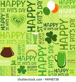 St. Patrick's day background in green colors. Seamless pattern. Vector Illustration