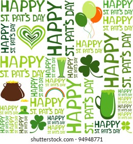 St. Patrick's day background in green colors. Seamless pattern. Vector Illustration