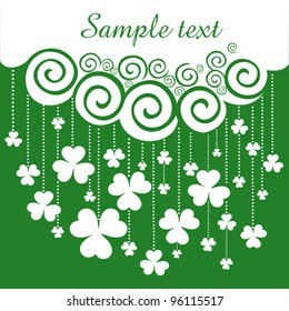St. Patrick's day background in green colors. Celebration background with clover and place for your text.Vector illustration.