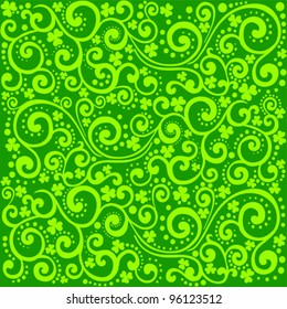 St. Patrick's day background in green colors. Seamless pattern. Vector illustration.