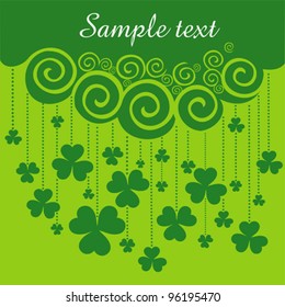 St. Patrick's day background in green colors. Celebration background with clover and place for your text. Vector illustration.