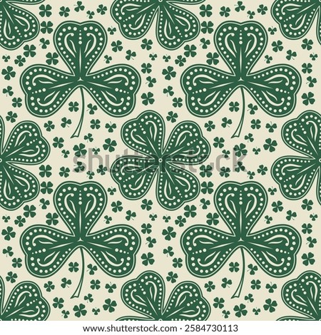 St. Patrick's day background in green colors. Seamless pattern. Vector illustration