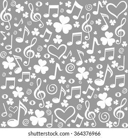 St. Patrick's day background in grey colors. Seamless pattern. Vector illustration.