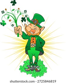 St. Patrick's Day Hintergrund Grunge St. Patrick's Day Hintergrund mit Klee und Kobold