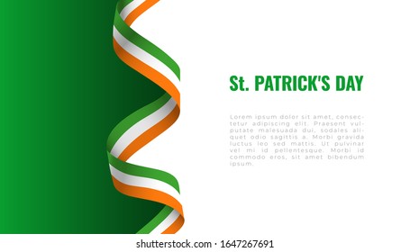 St. Patrick's day background with holiday ribbon. holiday ribbons in the colors of the national flag of Ireland. Banners with space for text and greetings on St. Patrick's day