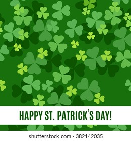 St Patrick's Day background.  Ireland symbol pattern. Irish header for web. Typographic Card with shamrock. Vector illustration. 