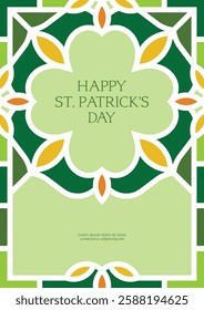 St Patrick's day background layout template in green art nouveau deco style