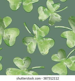 St. Patrick's Day Background. Leaves seamless watercolor pattern. Floral texture