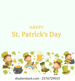 St. patrick's day, background, leprechaun frame, pot of gold, clover