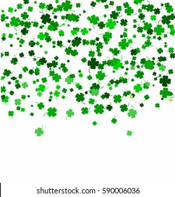 St. Patrick's Day background made of four leaf clover falling from sky. Vector illustration