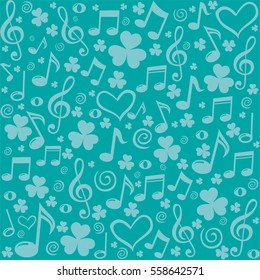St. Patrick's day background in mint colors. Cute Seamless pattern. Vector illustration.