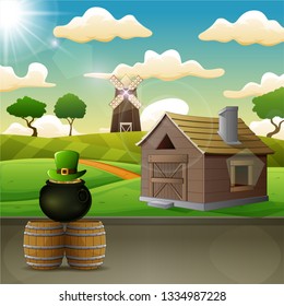 St Patrick's day background on the farm landscape