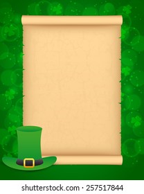 St Patrick's day background with parchment and hat