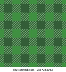 St patricks day background pattern. Seamless buffalo check plaid pattern in green color. Vector design for textile or fabric print, wrapping paper.