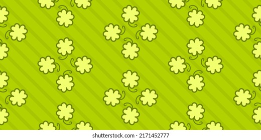 St. Patrick's Day background. Seamless pattern with decorative clover leaves. Repeating pattern with lucky shamrock.