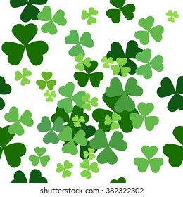 St Patrick's Day background. Seamless shamrok pattern. Ireland symbol pattern. Vector illustration