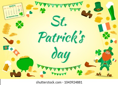 St. Patrick's day background. Set of objects dedicated to St. Patrick's day holiday