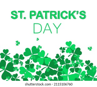 St Patrick's Day background with Shamrock Leaves. Flat Art Vector illustration