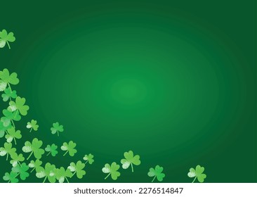 St patricks day background with shamrock. Lucky trefoil confetti. Glitter frame of clover leaves. Template for flyer, special business offer, promo. Merry st patricks day backdrop