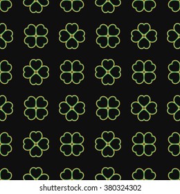 St. Patrick's Day Background. Shamrock, luck background. Cloverleaf seamless pattern. Vector illustration.