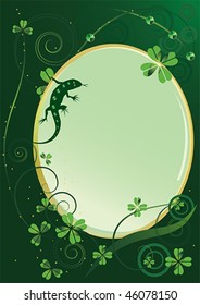 St. Patrick's Day background with shamrock and lizard