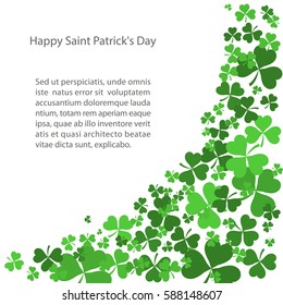St. Patrick's Day Background with Shamrock Leaves. Vector illustration