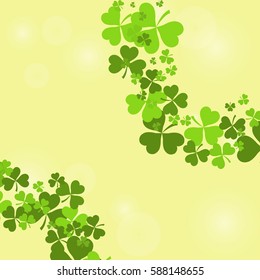 St. Patrick's Day Background with Shamrock Leaves. Vector illustration