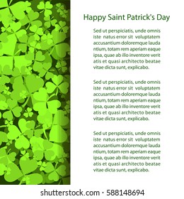 St. Patrick's Day Background with Shamrock Leaves. Vector illustration