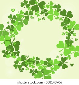 St. Patrick's Day Background with Shamrock Leaves. Vector illustration