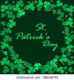 St. Patrick's Day Background with Shamrock Leaves. Vector illustration