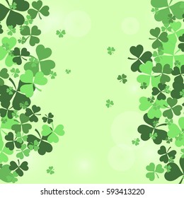 St. Patrick's Day Background with Shamrock Leaves. Vector illustration