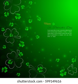 St. Patrick's day background with shamrock,Green and light backdrop for greeting card,poster,banner