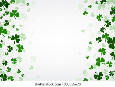 St. Patrick's day background with shamrocks. Vector paper illustration.