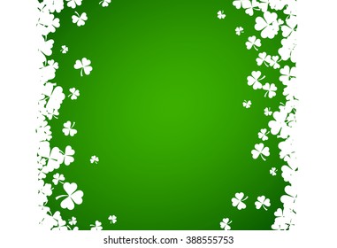 St. Patrick's day background with shamrocks. Vector paper illustration.