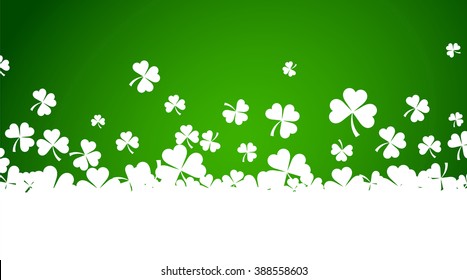 St. Patrick's day background with shamrocks. Vector paper illustration.