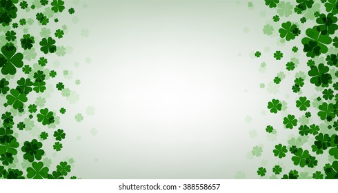 St. Patrick's day background with shamrocks. Vector paper illustration.