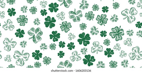 St. Patrick's Day Background. Sketch clover. Hand drawn illustration.