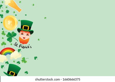 St. Patrick's day background, Template for design card, invitation, banner, festive decorations