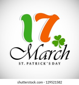 St. Patrick's Day background with text 17 March. EPS 10.