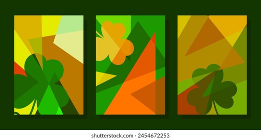 St. Patrick's Day background theme. colorful abstract clover shapes design